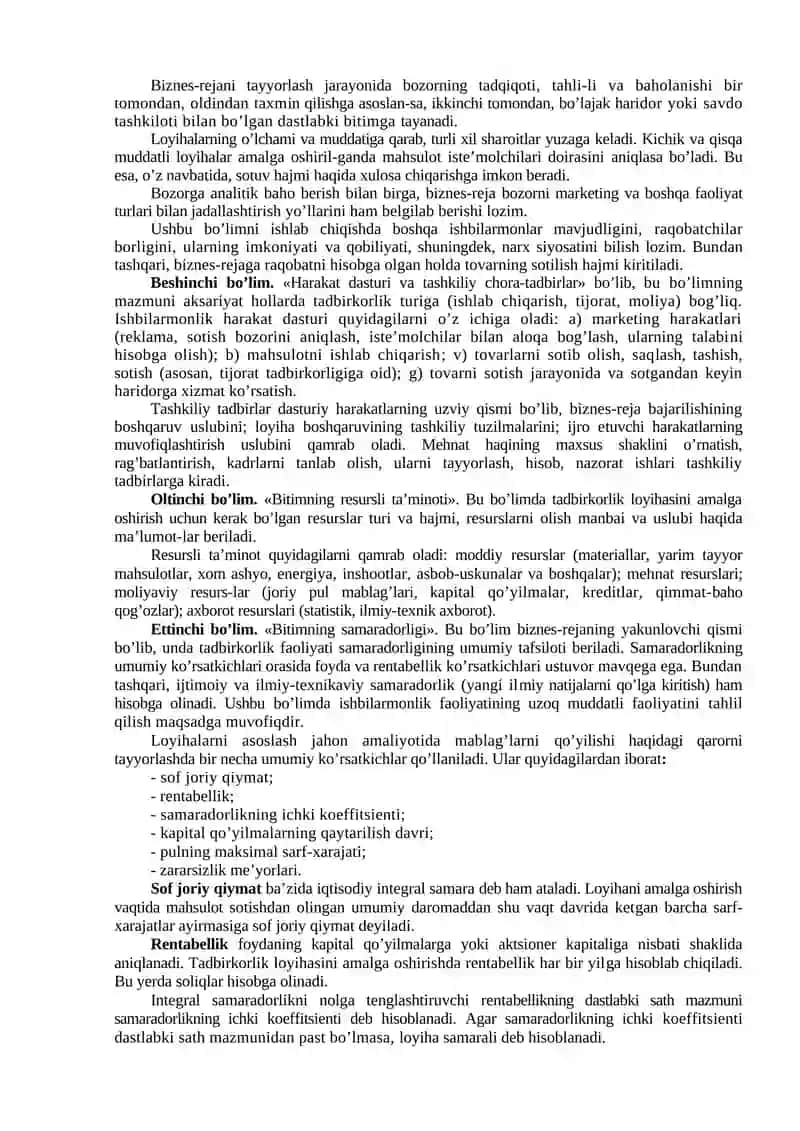 Kichik biznes va tadbirdorlik faoliyatini rejalashtirish 3