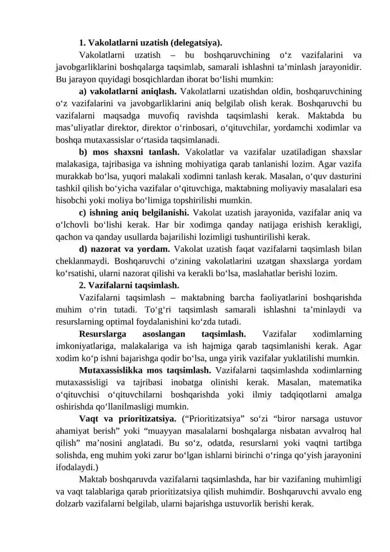 Boshqaruvda Vakolatlarni Uzatish va Vazifalarni Taqsimlash 3