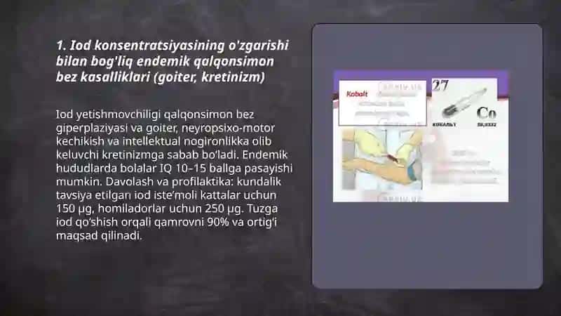 Biogen elementlar konsentratsiyasi òzgarishi bilan boģliq bòlgan endemik va kasb kasalliklari 3