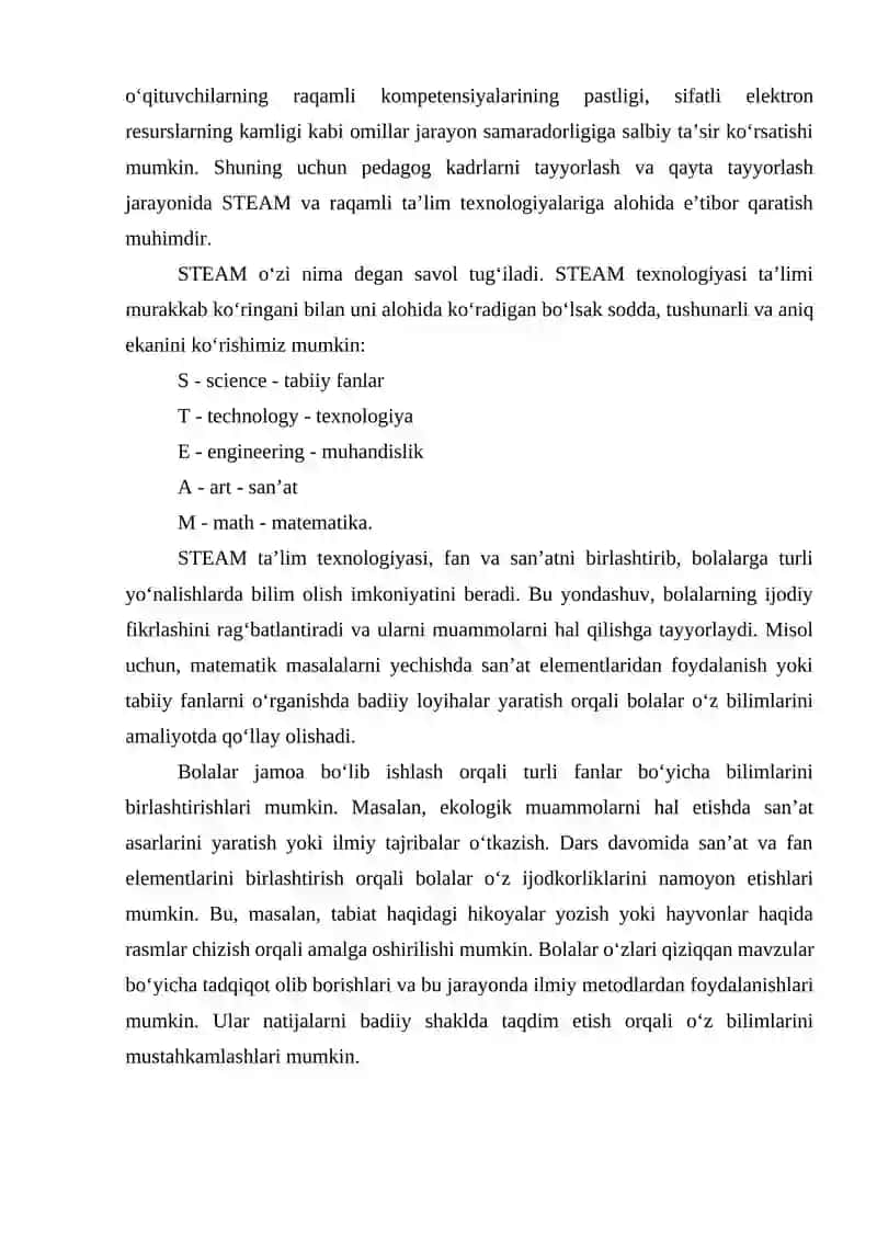 STEAM TA'LIM TEXNOLOGIYASINI TADBIQ ETISHDA ELEKTRON TA'LIM RESURSLARIDAN FOYDALANISH 3