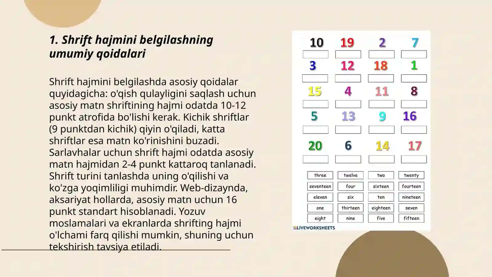 Shrift hajmini tanlash qoidalari 3