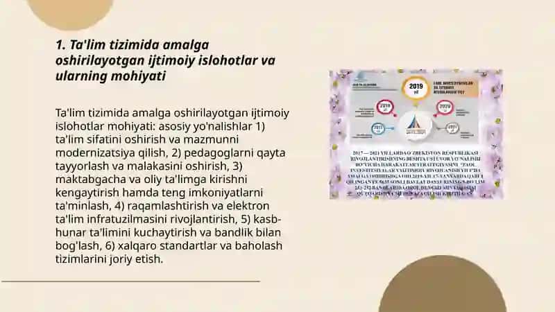 O‘zbekistonda ijtimoiy sohada amalga oshirilayotgan o‘zgarishlar mazmun va mohiyati 3