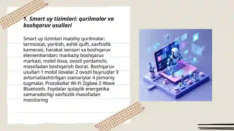 Smart uy tizimlari: qurilmalar va boshqaruv usullari 3