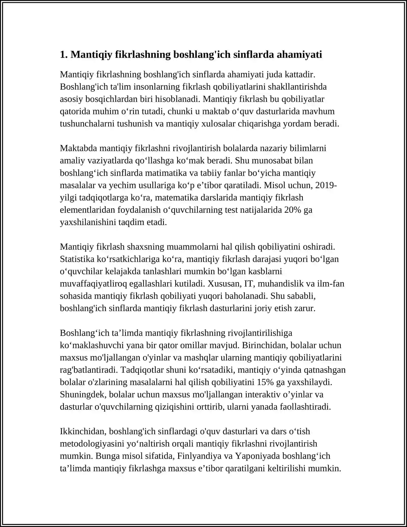 BOSHLANG‘ICH SINF MATEMATIKA DARSLARIDA MANTIQIY FIKRLASHNI RIVOJLANTIRISH XUSUSIYATLARI 3