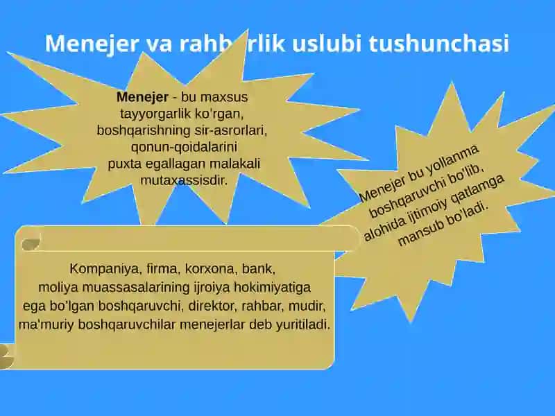 Menejerni Rahbarlik uslubi va boshqarishda gio'rni 3