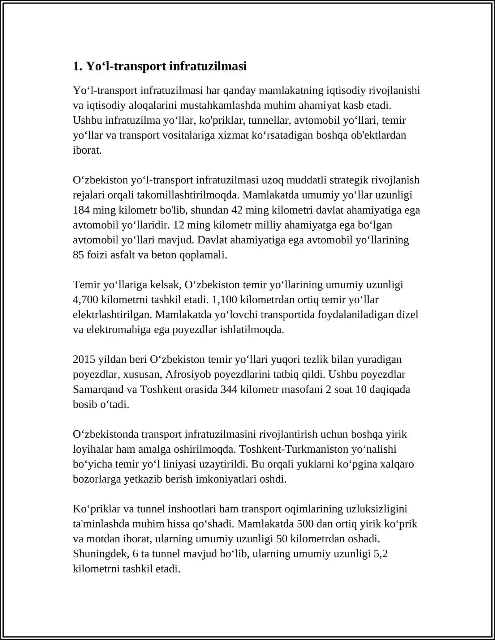 SHAXAR KOʻCHA TARMOGʻINING OʻTKAZUVCHANLIK QOBILIYATI 3