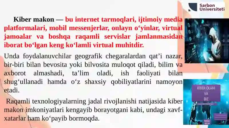 Kiber makon va kiber xavfsizlik: mohiyati va zamonaviy tahdidlar 3