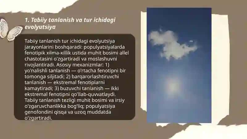 Tabiiy tanlanish va tur ichidagi evolyutsiya 3