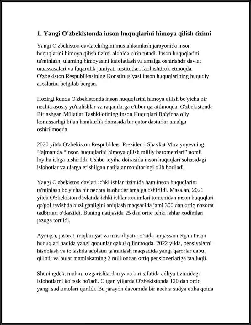 YANGI O'ZBCKISTONDA INSON HAG-HUQUQLANI VA ERKINLIKLARI KAFOLATINING YARATILISHI 3
