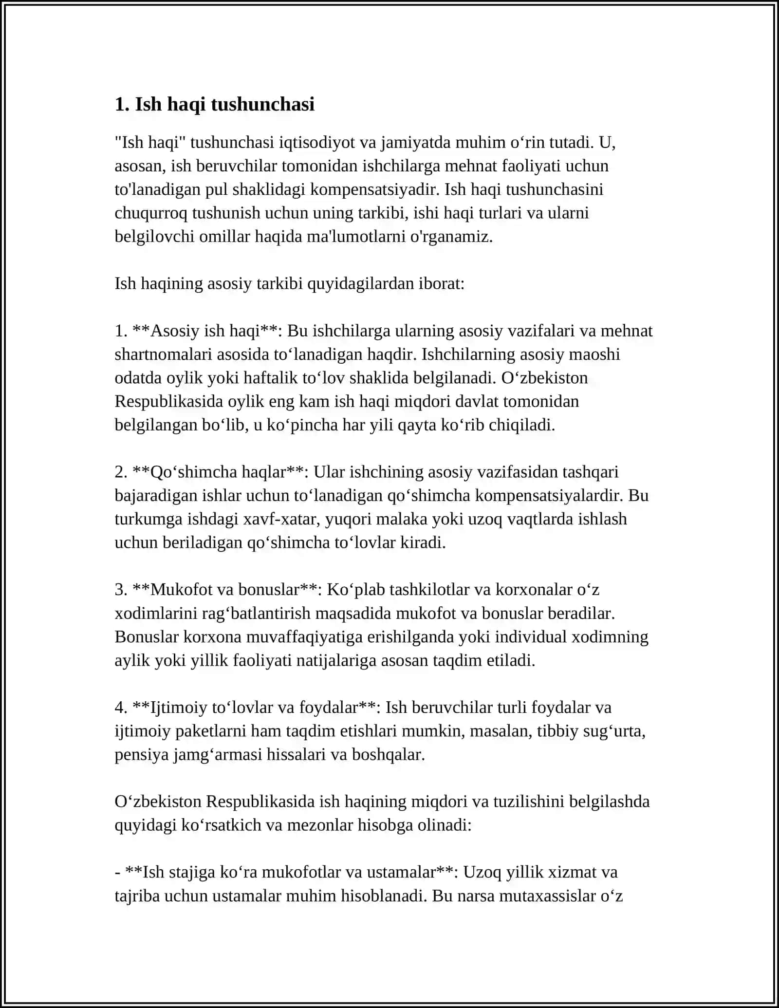 ISH HAQQI TURLARI VA ULARNING DARAJASINI BELGILOVCHI OMILLAR 3
