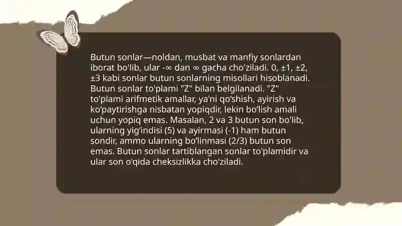 Butun sonlar. Butun manfiy sonlar 3