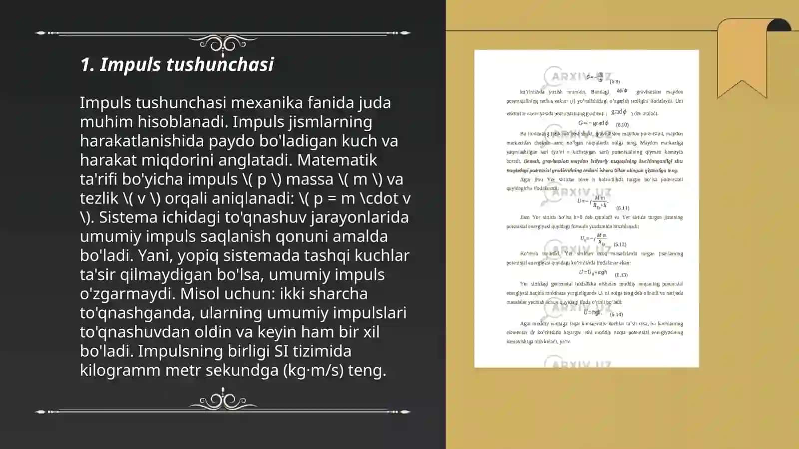 Sistema ipulsining saqlanish qonuni 3