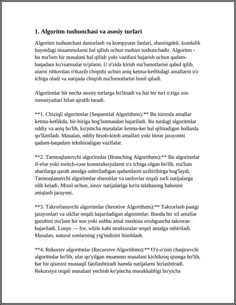 ALGORITM TURLARI XOSSALARI BERILISH USULLARI 3