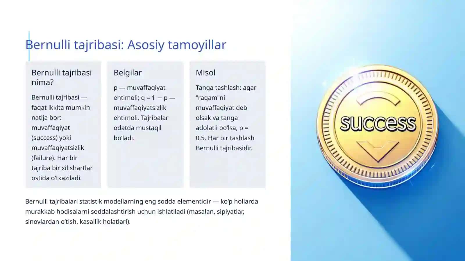 Bog‘liqmas tajribalar ketma-ketligi va Bernulli formulasi 3