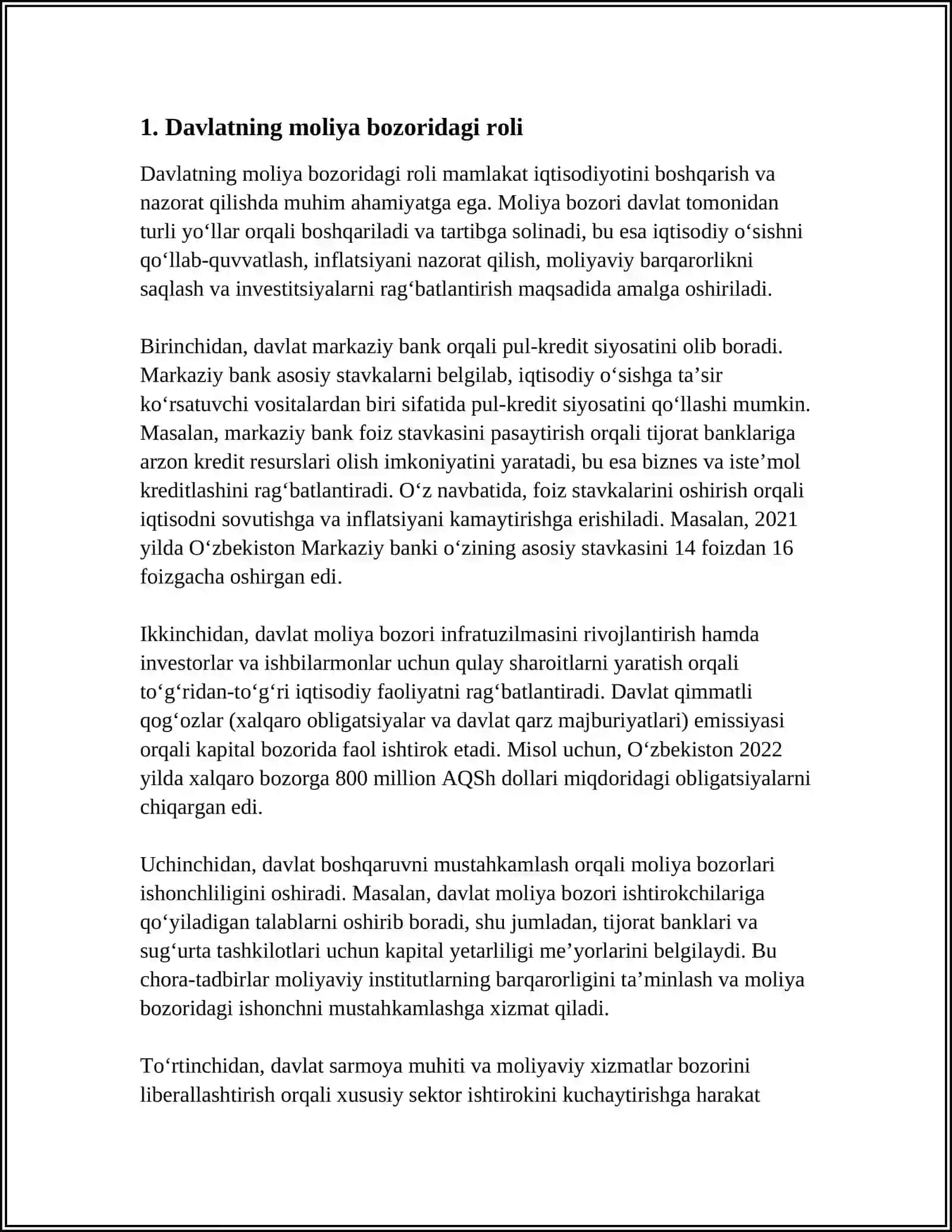 Moliya Bozorini Tartibga Solishda Davlatning Roli 3