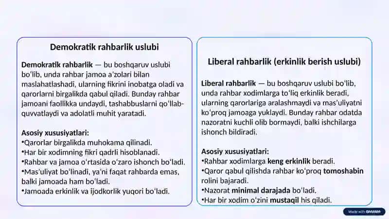 Rahbarlik uslublari va ularning samaradorligi 3