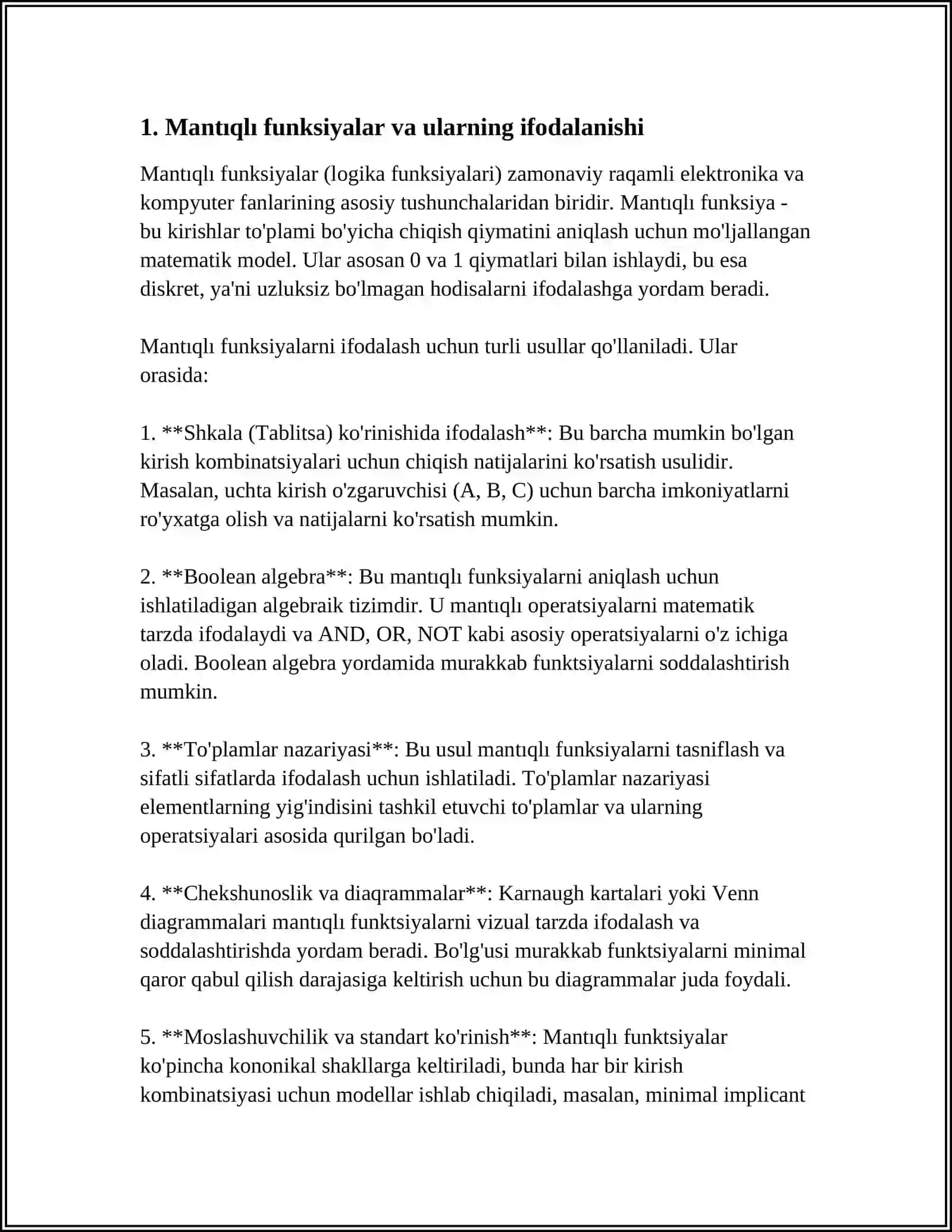 MANTIQIY FUNKSIYALARNI IFODALASHDA ASOSIY MANTIQIY ELEMENTLAR 3