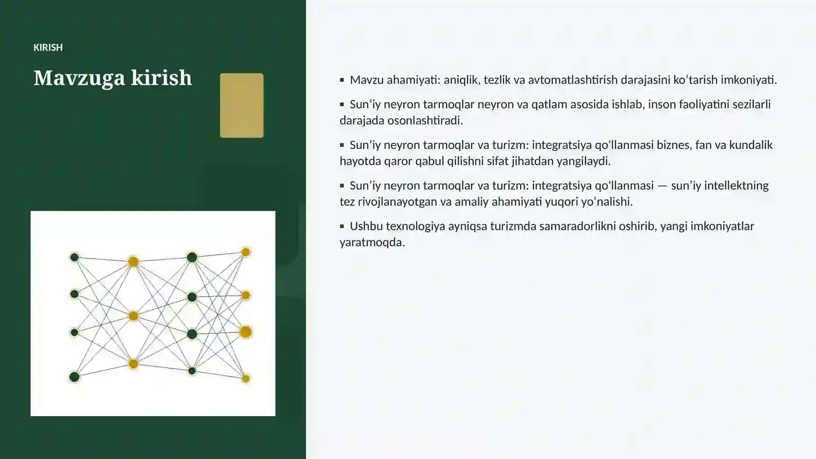 Sunʼiy neyron tarmoqlar va turizm: integratsiya qo'llanmasi 3