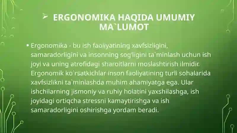 Faoliyat xavfsizligini ta`minlashning ergonomik ko`rsatkichlarini tahlil qilish 3