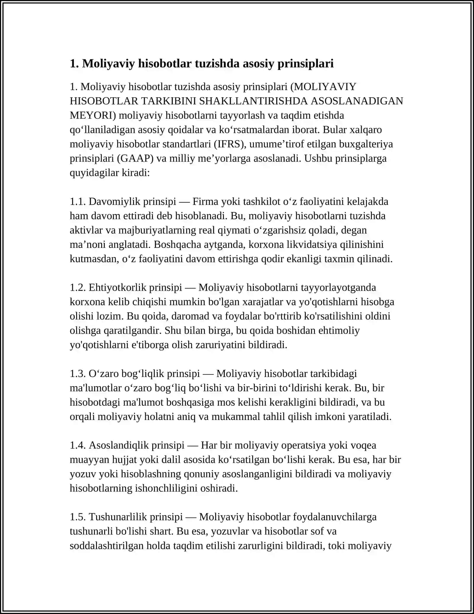 MOLIYAVIY HISOBOTLAR TARKIBINI SHAKLLANTIRISHDA ASOSLANADIGAN MEYORI 3