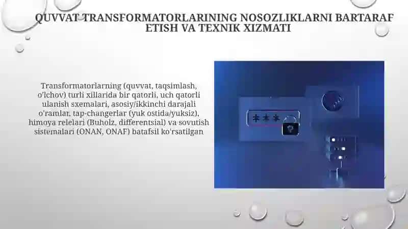 Quvvat transformatorlarining nosozliklarni bartaraf etish va texnik xizmati 3