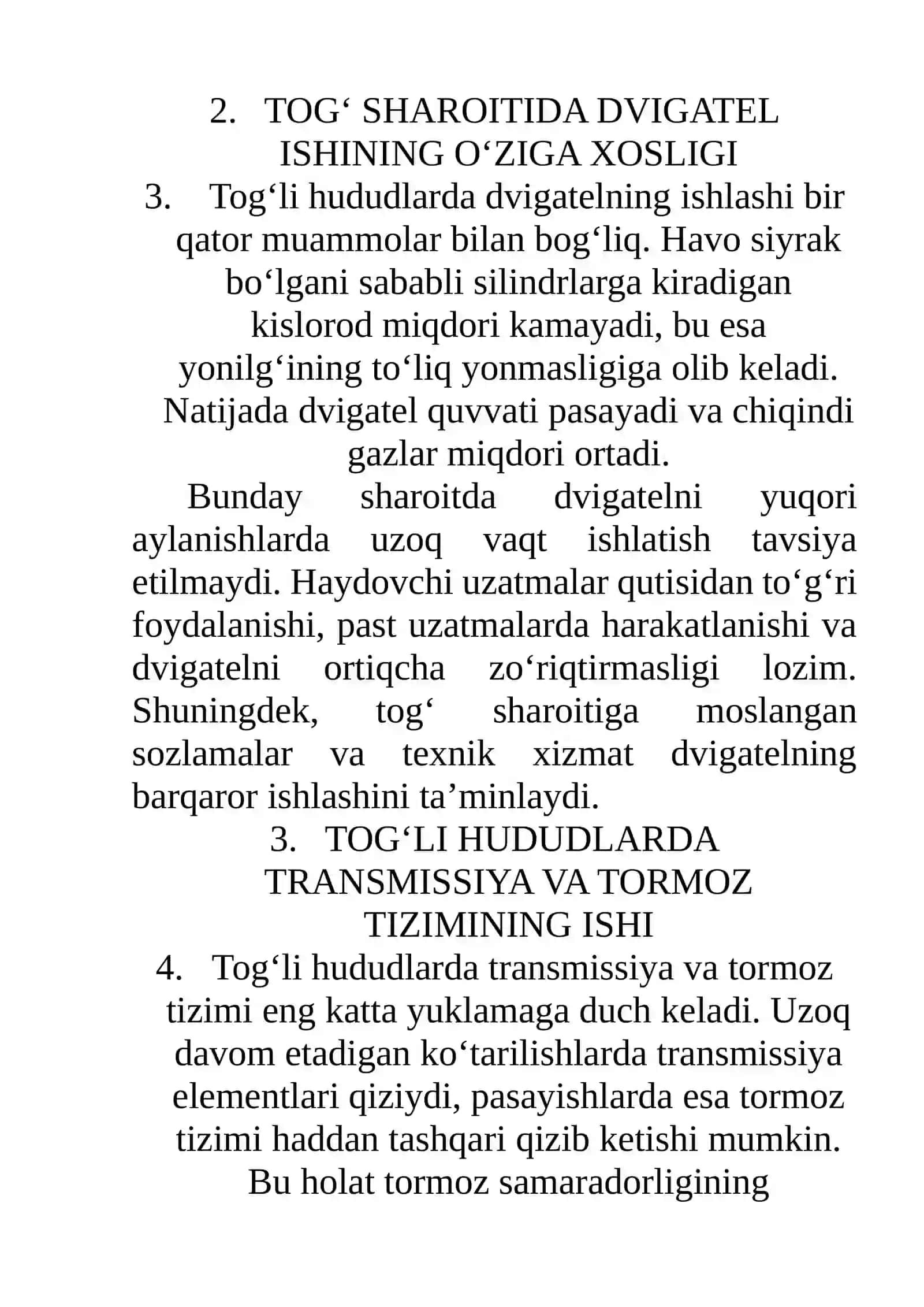 Tog‘ Va Issiq Iqlim Sharoitlarida Avtomobillarning Ekspluatatsiyasi 3