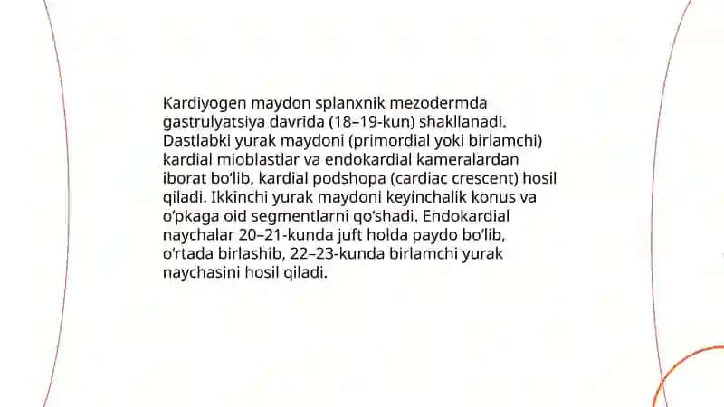 Yurak va qon aylanishni embrional rivojlanishi 3