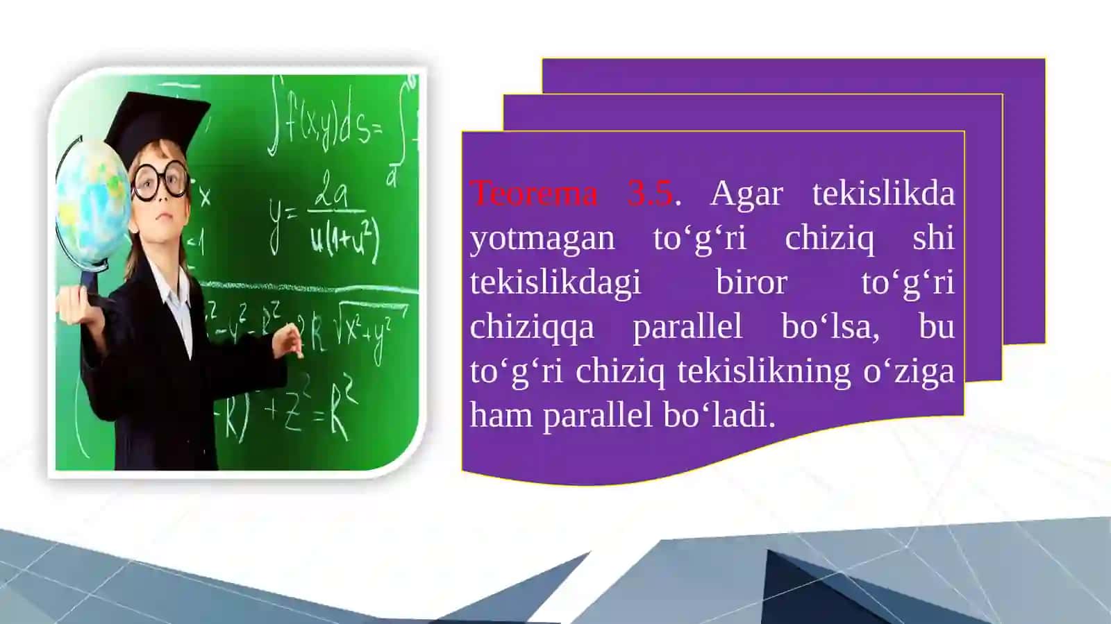 Fazodato’g’richiziq va tekislikning o’zaro joylashuvi 3