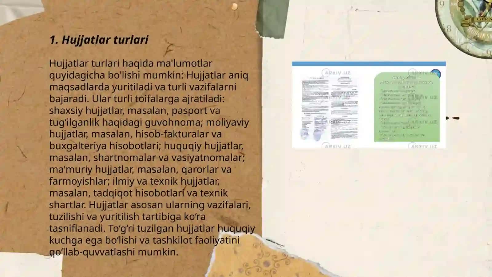 Hujjat turlari va ish yuritish asoslari 3