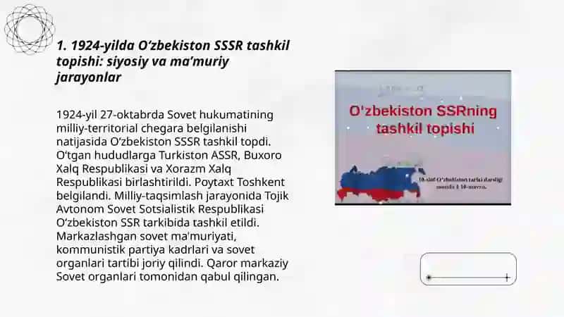Ōzbekiston SSSR ning tashkil topishi va boshqaruv tizimi 1924 -1990 yillar 3