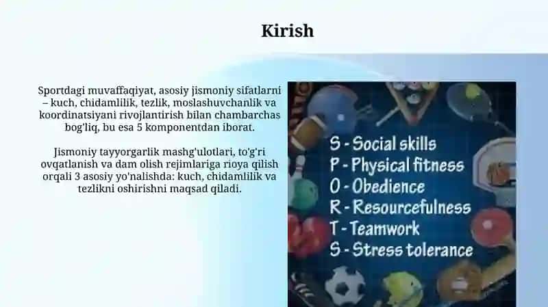 Jismoniy sifatlarni rivojlantirish o'yinlar va tanlangan sport turi bilan shugʻullanish qobiliyati 3