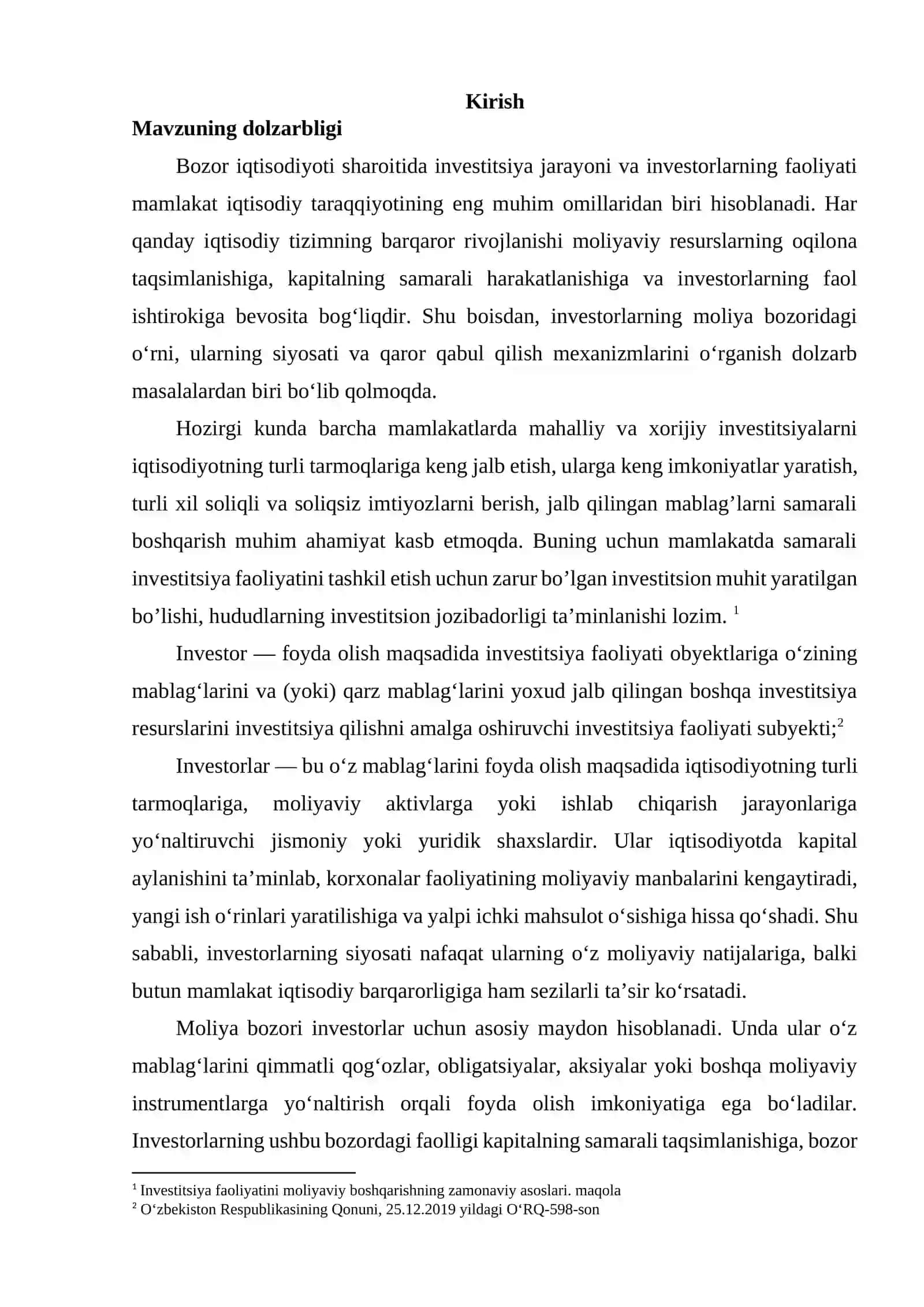 Investorlar, ularning siyosati va moliya bozoridagi roli 3