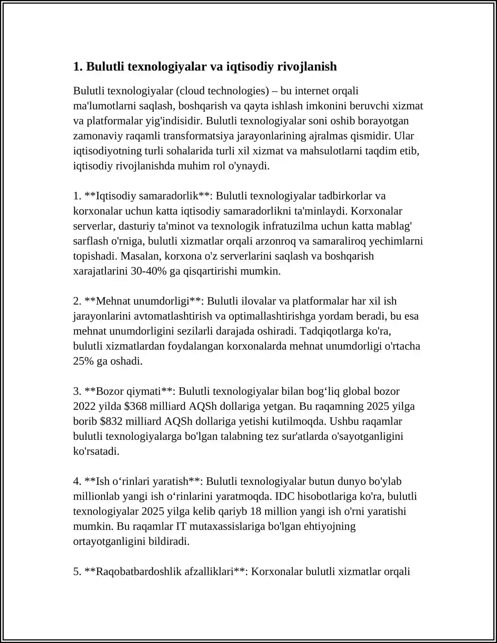 IQTISODIYOTDA BULUTLI TEXNOLOGIYALARNING O'RNI VA AHAMIYATI 3