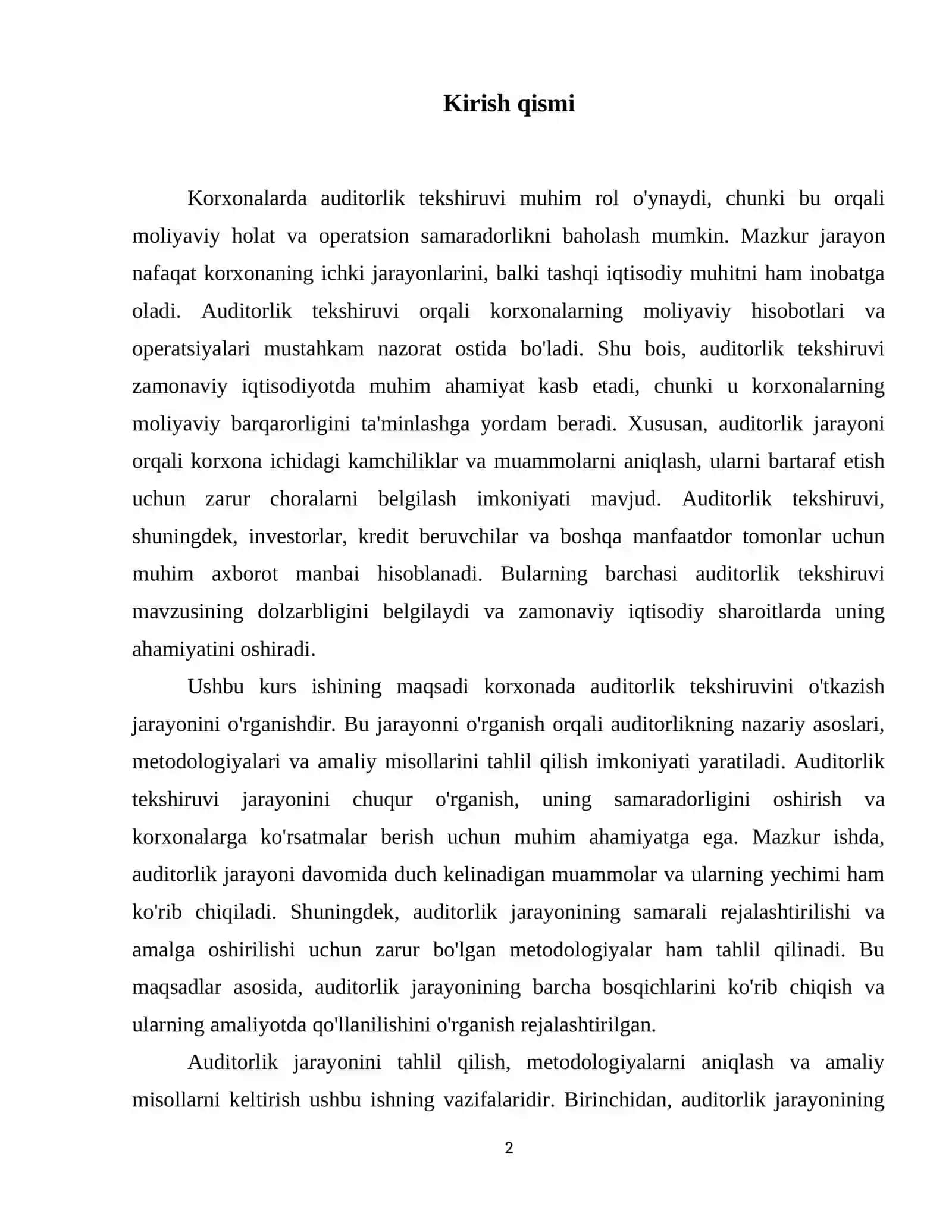 Korxonani auditorlik tekshiruvidan o‘tkazish ishchi dasturi 3