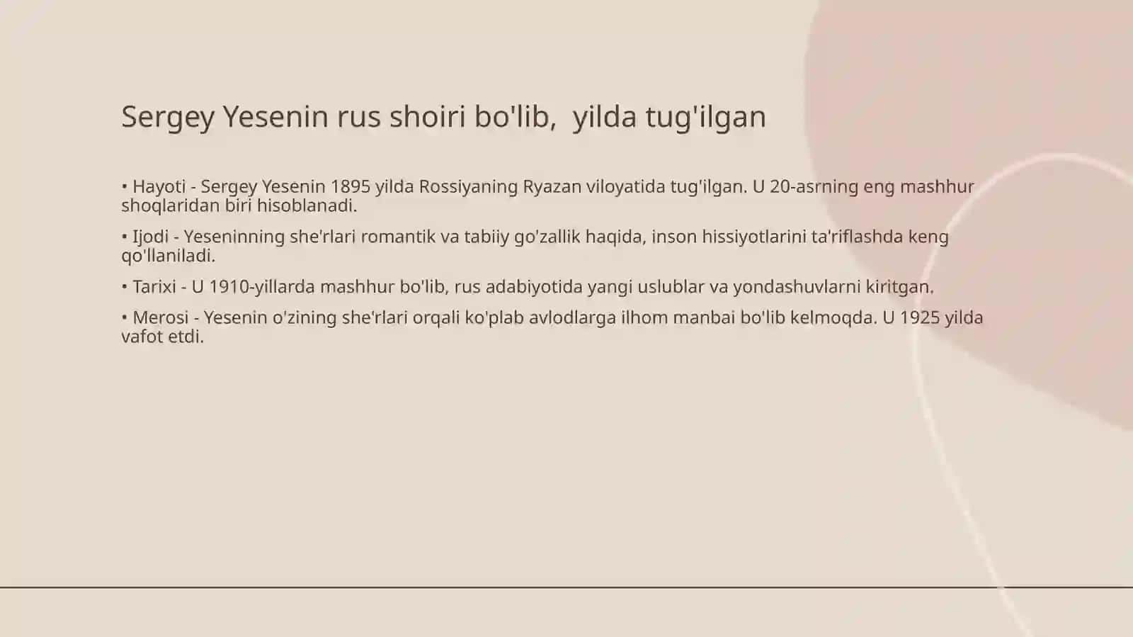 Sergey Yesenin va Rasul Hamzatov hayoti va ijodi 3