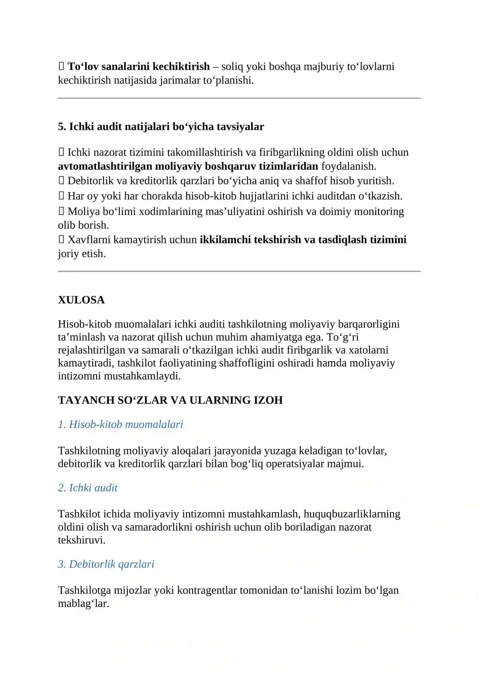 Hisob-kitob muomalalari ichki auditi 3