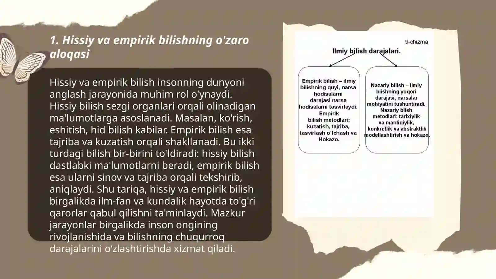 Hissiy, empirik, nazariy, mantiqiy, intuitiv, bilish darajalarining o'zaro aloqasi va farqi 3