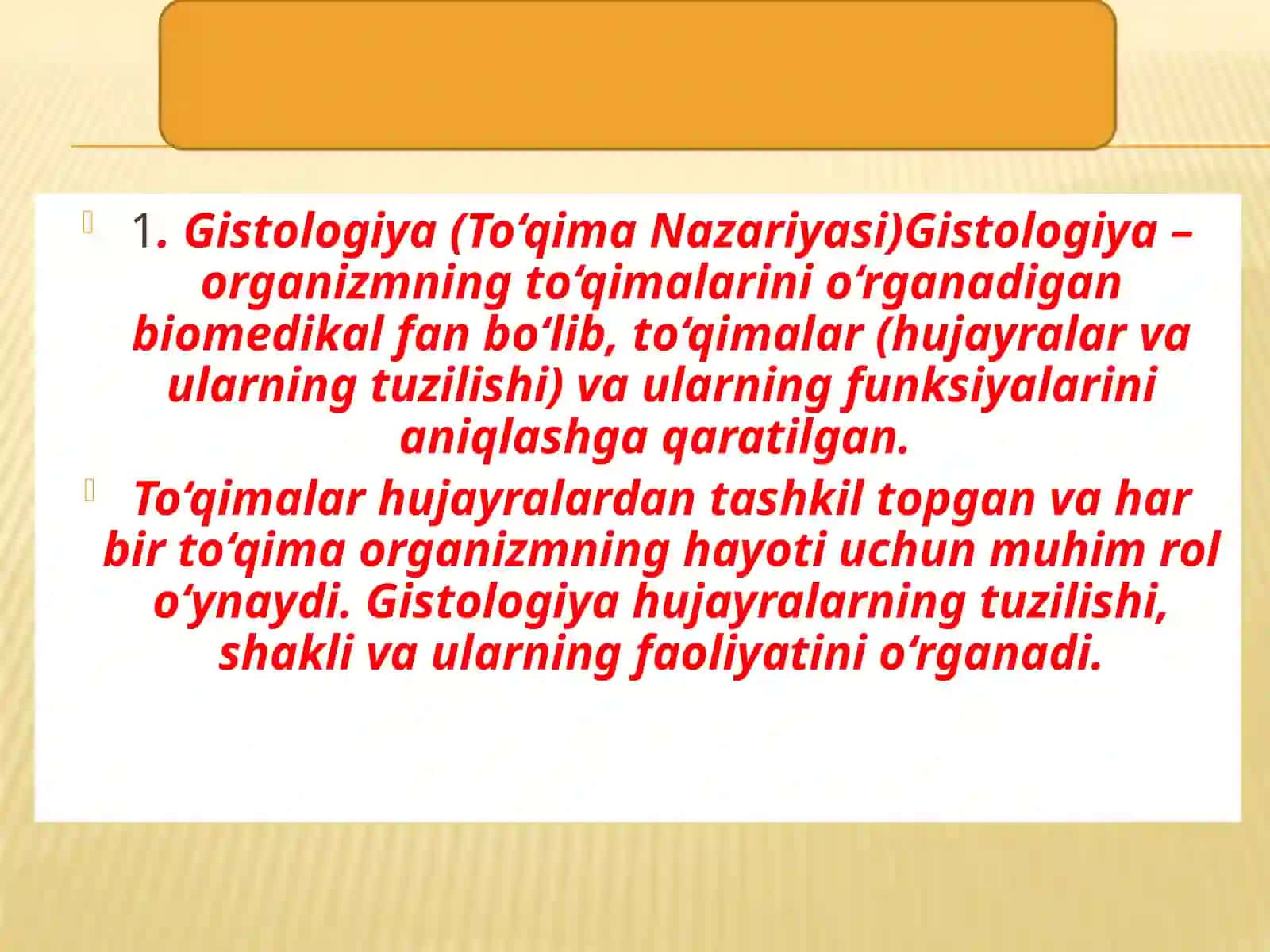 Gistologiya, Sitologiya va Embriologiya fanidan 3