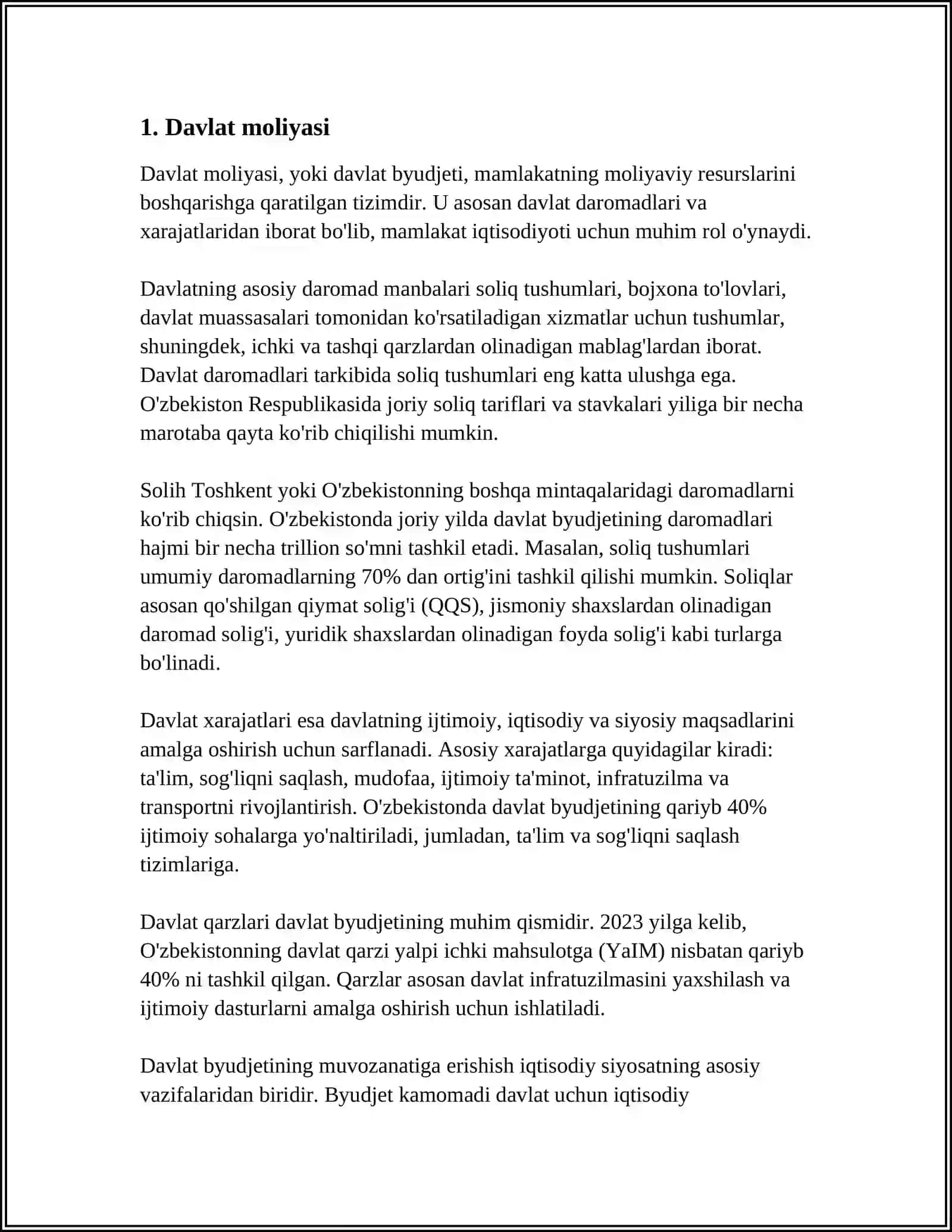 DAVLAT VA KREDITLAR BILAN HISOBLASHISHLAR HISOBI 3