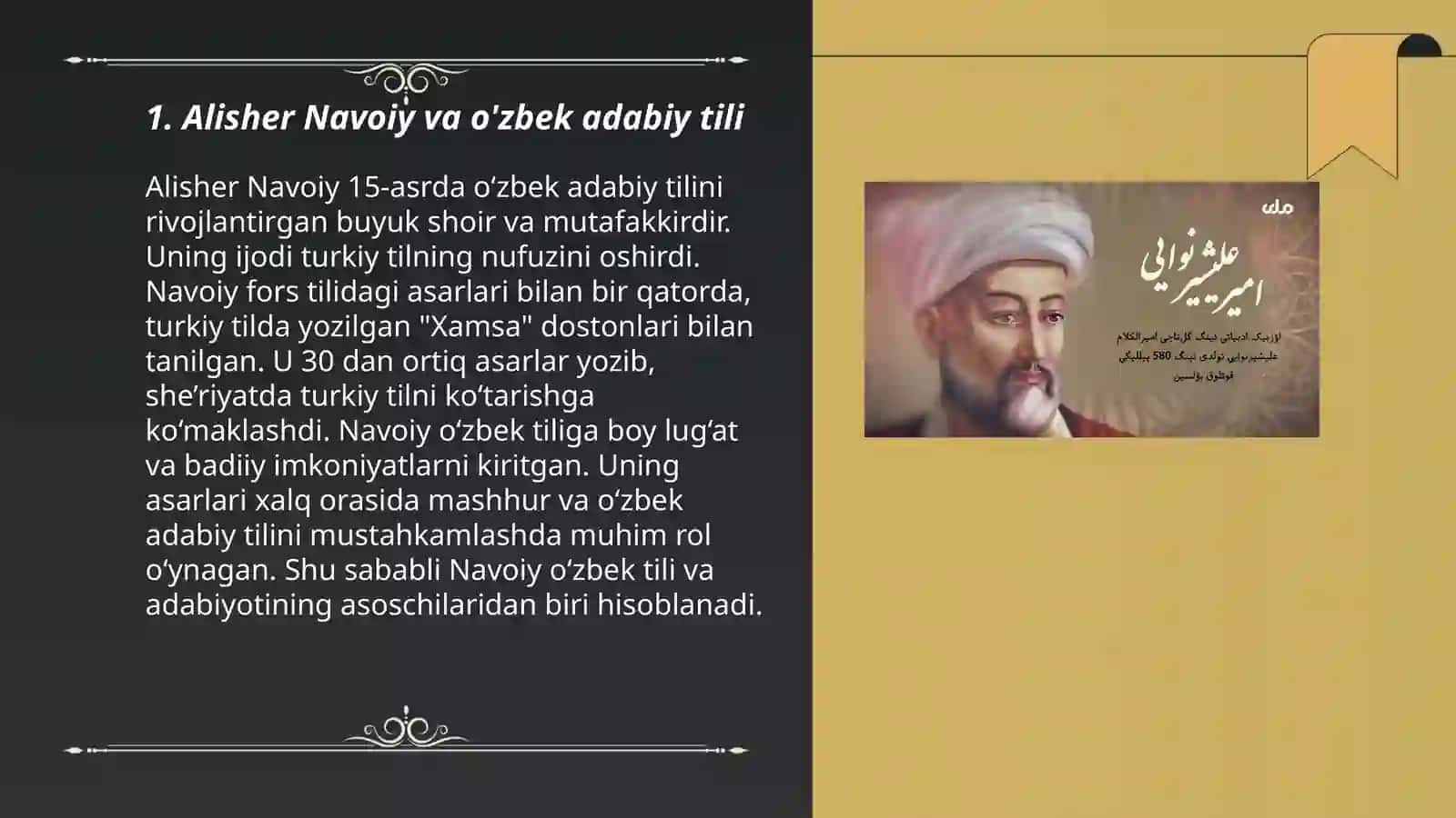 Alisher Navoiy-o'zbek adabiy tilining asoschisi 3