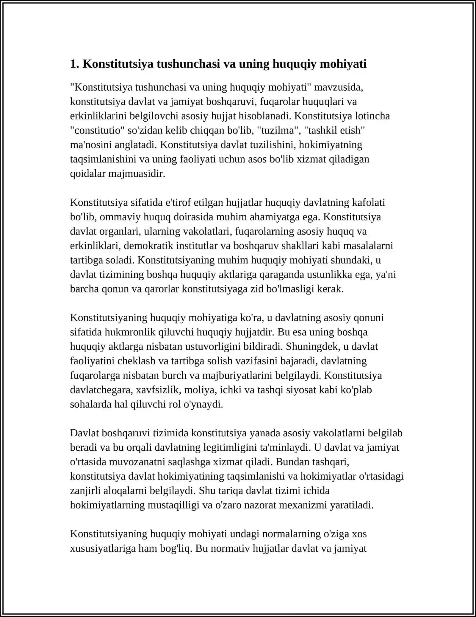 KONSTITUTSIYA TUSHUNCHASI, KONSTITUTSIYALAR TARIXI. KONSTITUTSIYANING ASOSIY PRINSIPLARI VA FUNKSIYALARI 3