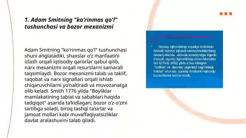 ADAM SMIT VA KLASSIK IQTISODIY MAKTAB: BOZOR MEXANIZMI VA "KO'RINMAS QO'L" 3