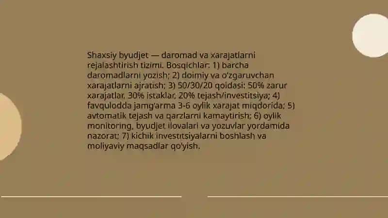 Shaxsiy byudjet va tejash odatlari (Iqtisodiy tarbiya) 3