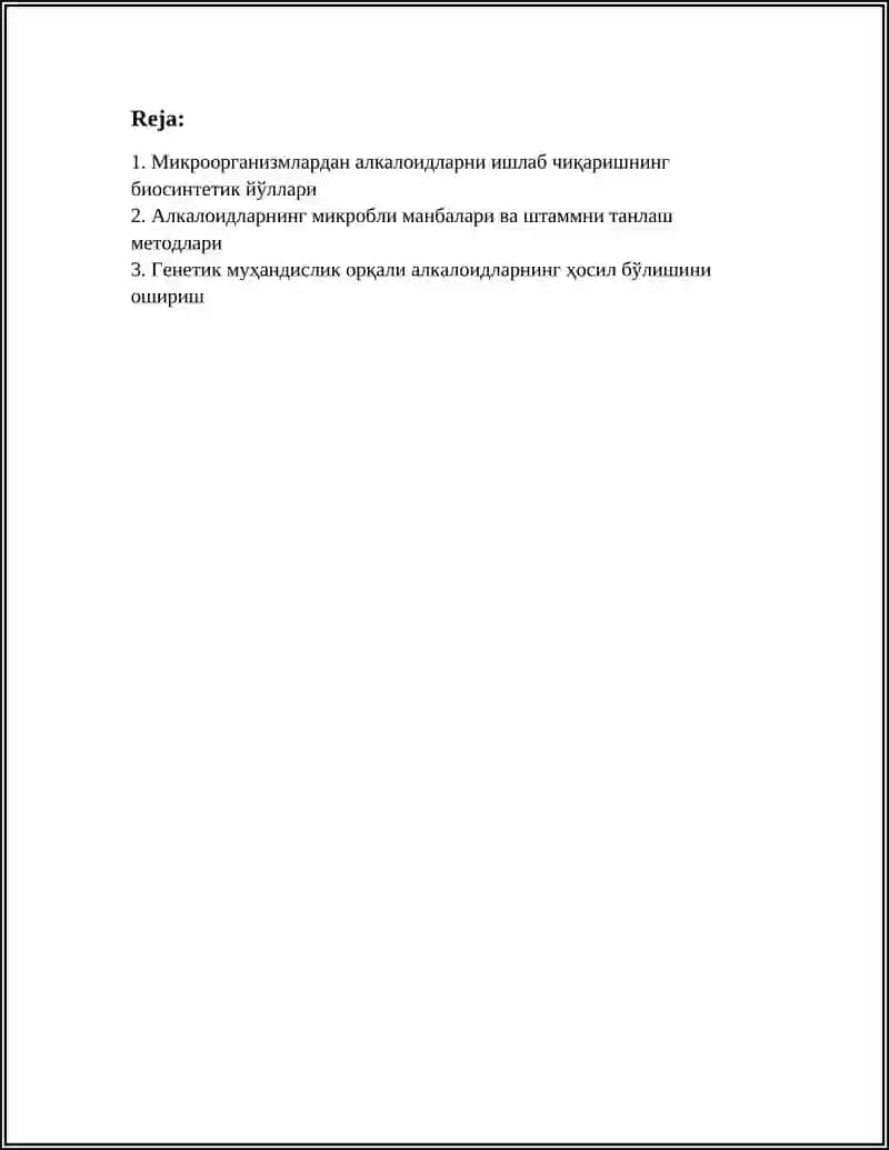 Микроорганизмлардан алкалоидлар 3