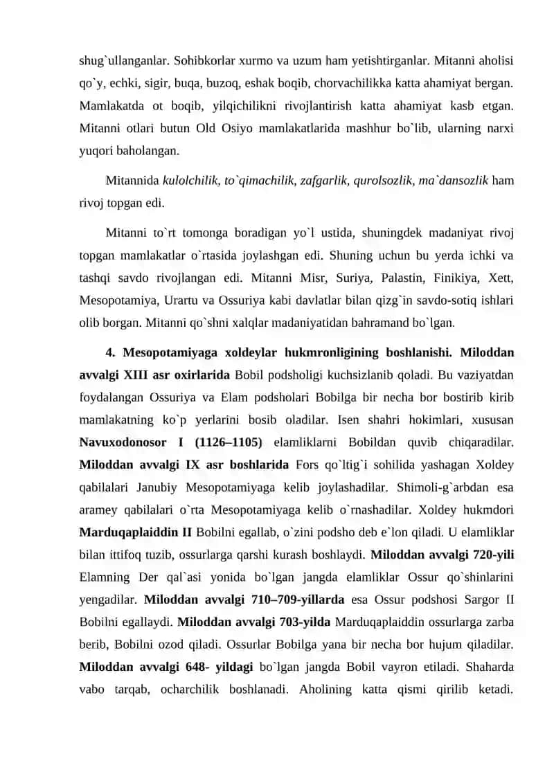 Qadimgi Mitanni va Yangi Bobil podsholigi 3