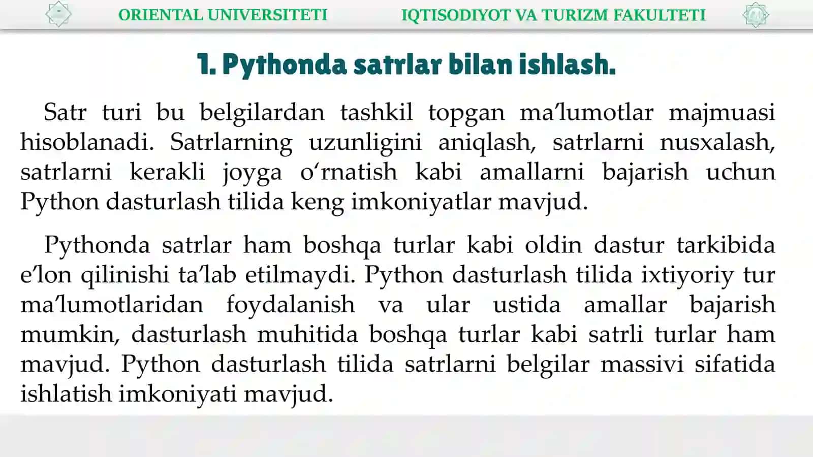 Pythonda satrlar 3