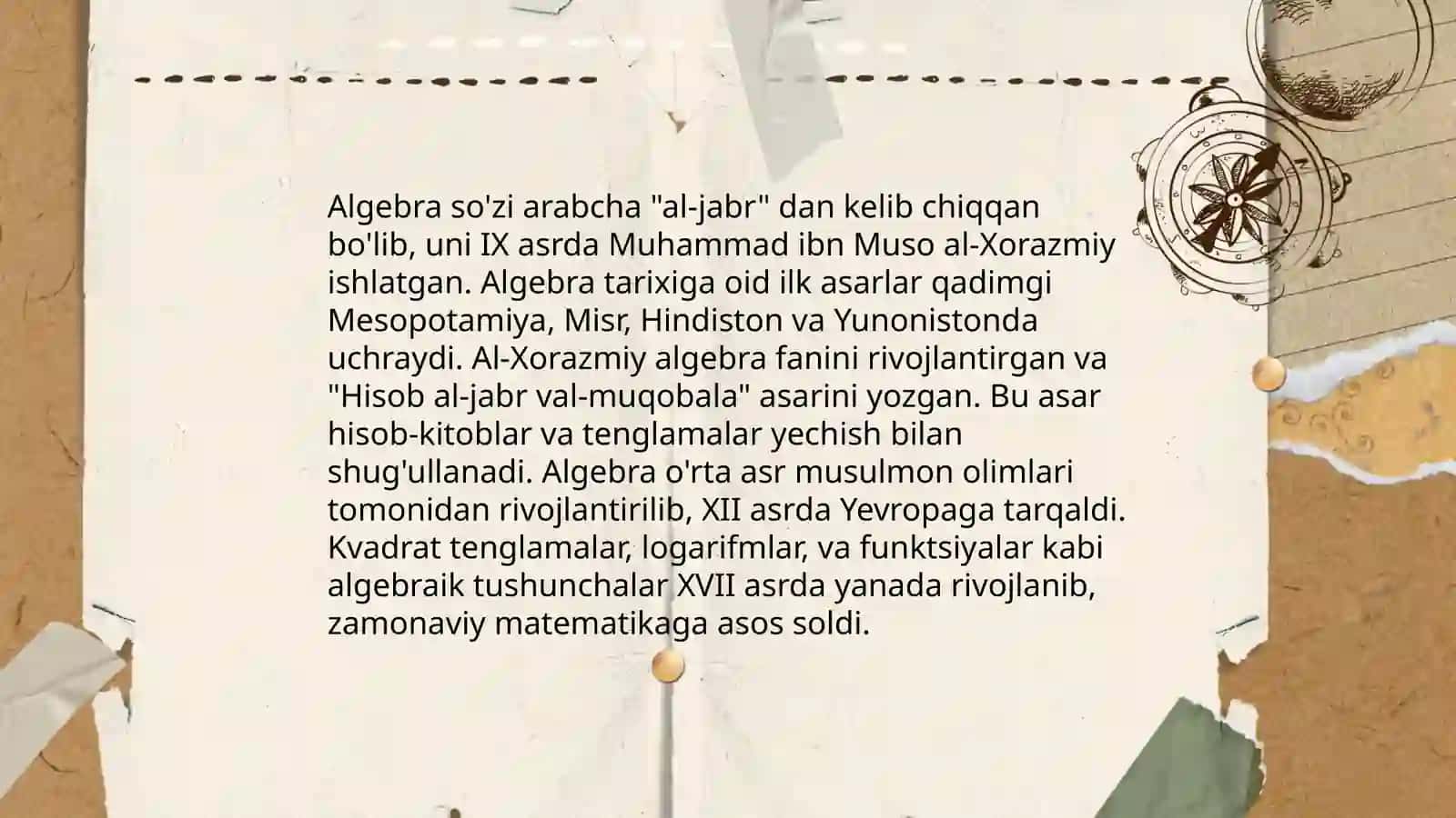 Algebra elementlarining tarixiy materiallardan foydalanishi 3