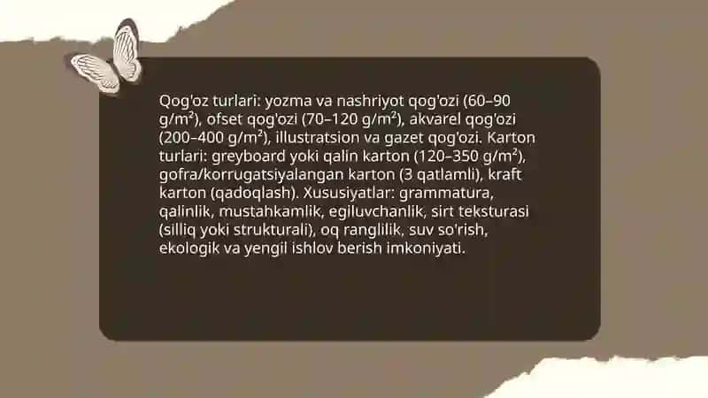 Qog'oz va karton bilan ishlash darslarining mazmuni 3