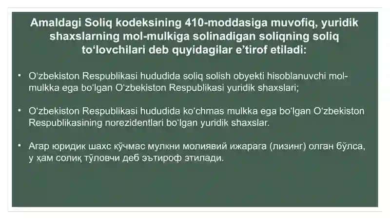 Yuridik shaxslardan olinadigan MOL-MULK SOLIG`I 3