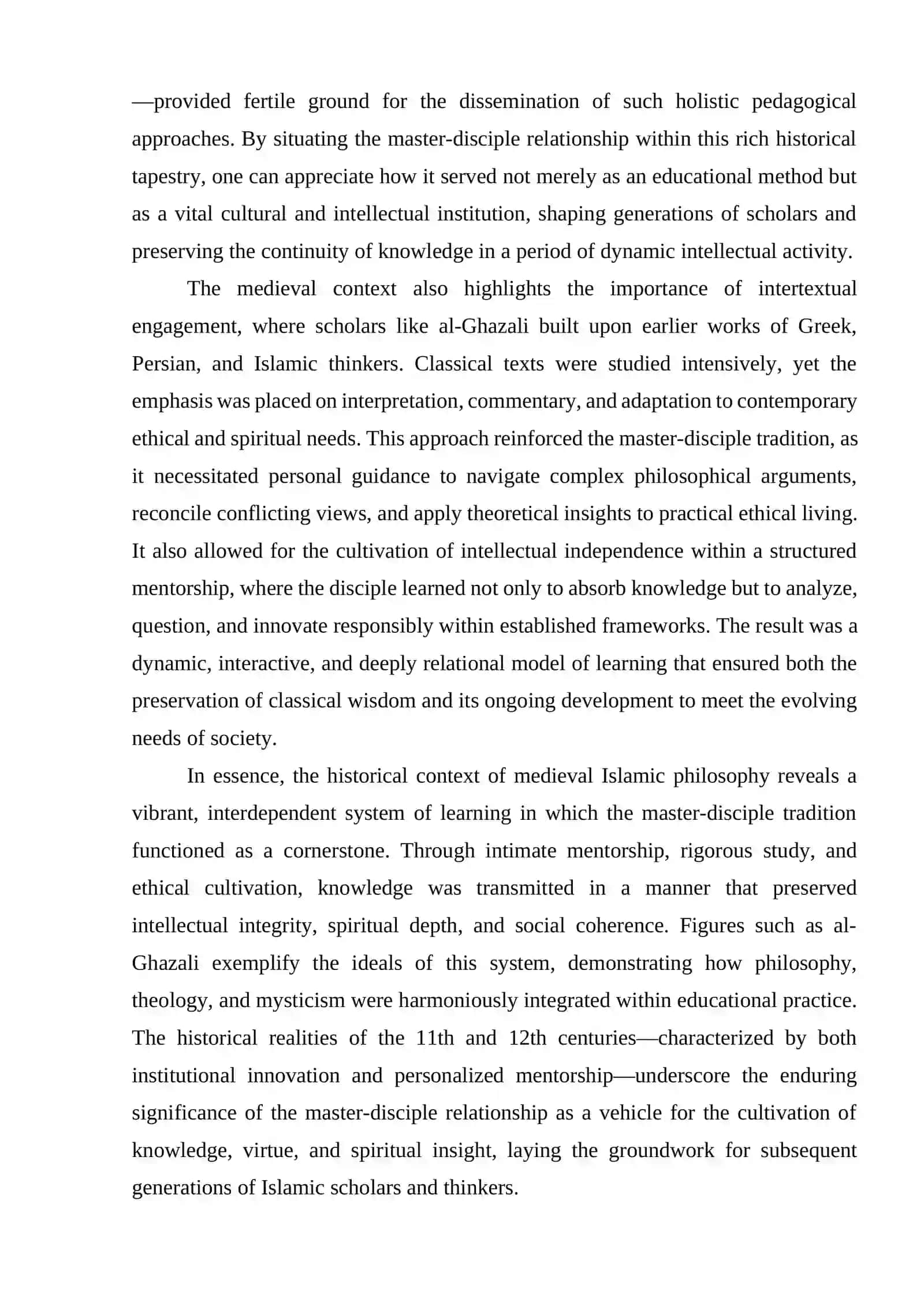 The Development of the Master-Disciple Tradition in Medieval Philosophical Sources: The Case of Abu Hamid al-Ghazali’s Risala in Ihya’ Ulum al-Din 3